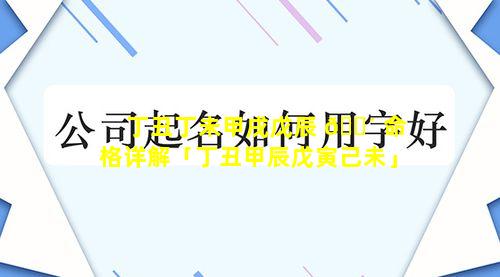 丁丑丁未甲戌戊辰 🌴 命格详解「丁丑甲辰戊寅己未」